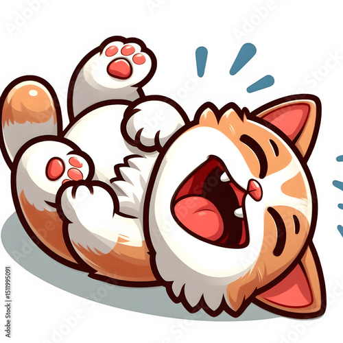Hilarious Rolling on the Floor Laughing Cat Illustration