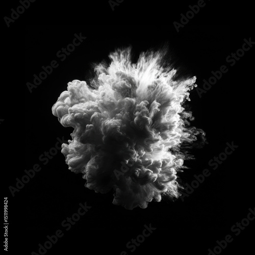 White smoke explosion on black