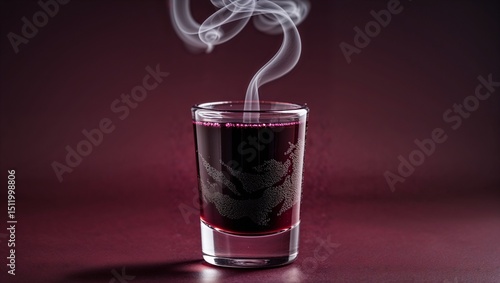 Steaming Berry Juice in Glass with Dark Red Background