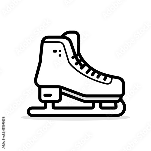 Minimalist line art ice skate icon in black on white background  