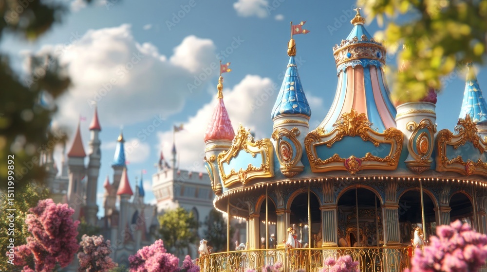 Obraz premium Enchanted Carousel in a Fairytale Setting