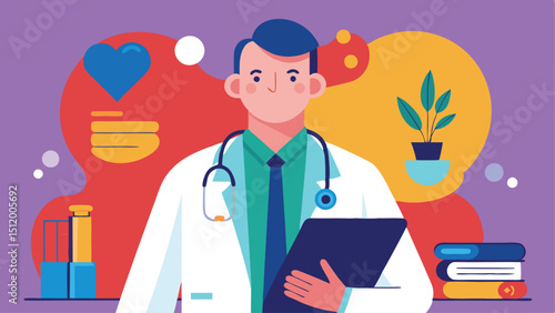 Creative Doctor Illustration with Abstract Background