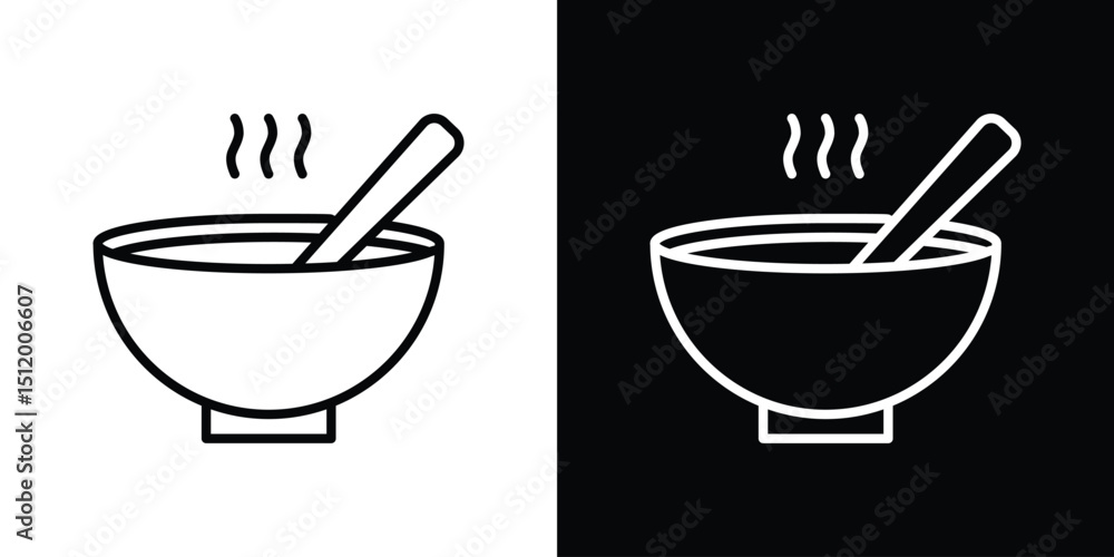 Bowl of soup icon. Simple element illustration. outline and flat symbol design Bowl of soup icon. Simple element illustration. outline and flat symbol design