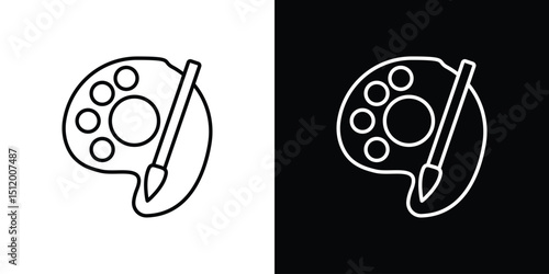 Brush and Palette icon. Simple element illustration. outline and flat symbol design
