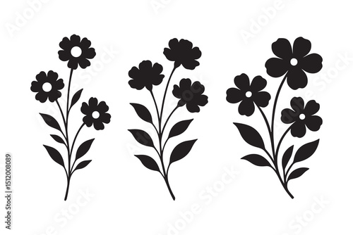 Simple flower silhouette with white background