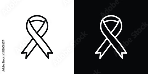 Cancer ribbon icon. Simple element illustration. outline and flat symbol design