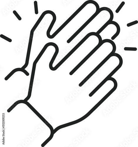 Two simple hands are clapping and making noise in this picture, showing a symbol of praise and congratulations, all in black line art.