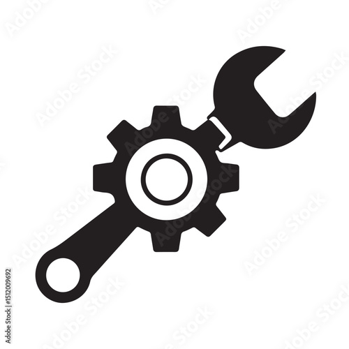 Wrench and gear icon repair service and maintenance symbol
