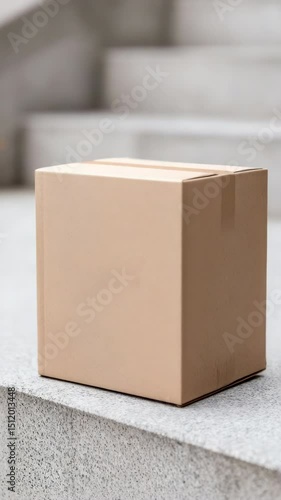 Closed cardboard box package for delivery stone surface,vertical video