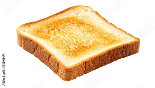 Crispy golden brown toast slice, showcasing perfectly toasted surface, isolated on transparent backdrop for culinary imagery