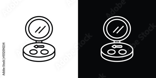 Cosmetic powder with mirror icon. Simple element illustration. outline and flat symbol design