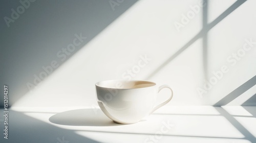 Wallpaper Mural Minimal tea cup on white background with soft shadows Torontodigital.ca