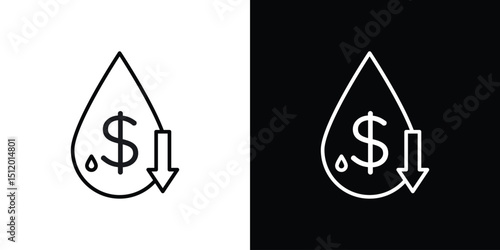 Crude oil barrel price falling down icon. Simple element illustration. outline and flat symbol design