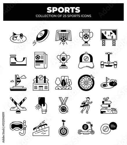 Collection of 25 Sports Icons.  A Visual Guide to Various Sports and Activities
