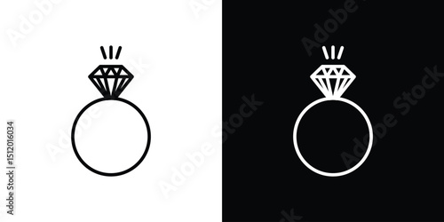 Diamond ring icon. Simple element illustration. outline and flat symbol design