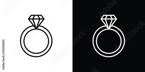Diamond ring icon. Simple element illustration. outline and flat symbol design