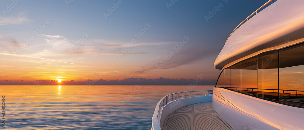Obraz premium Sunset View From Luxury Yacht