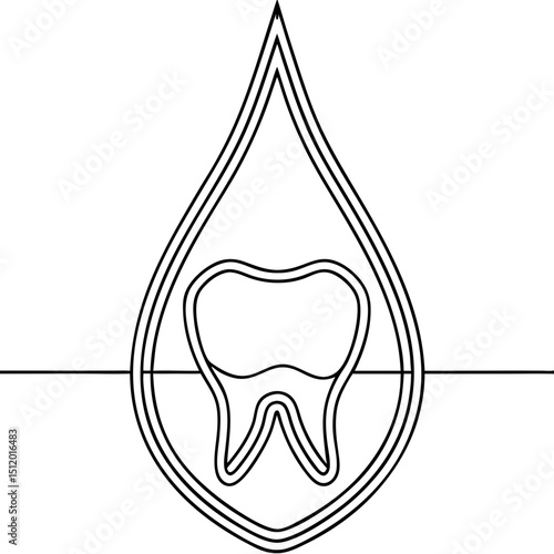 Clean tooth inside a water drop, dental hygiene illustration