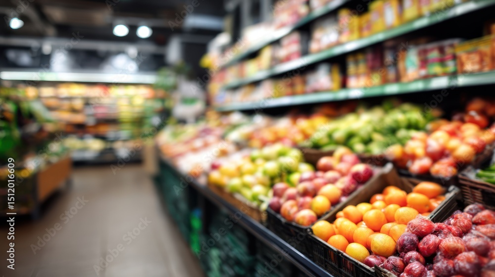 Obraz premium Vibrant Produce Aisle in Supermarket