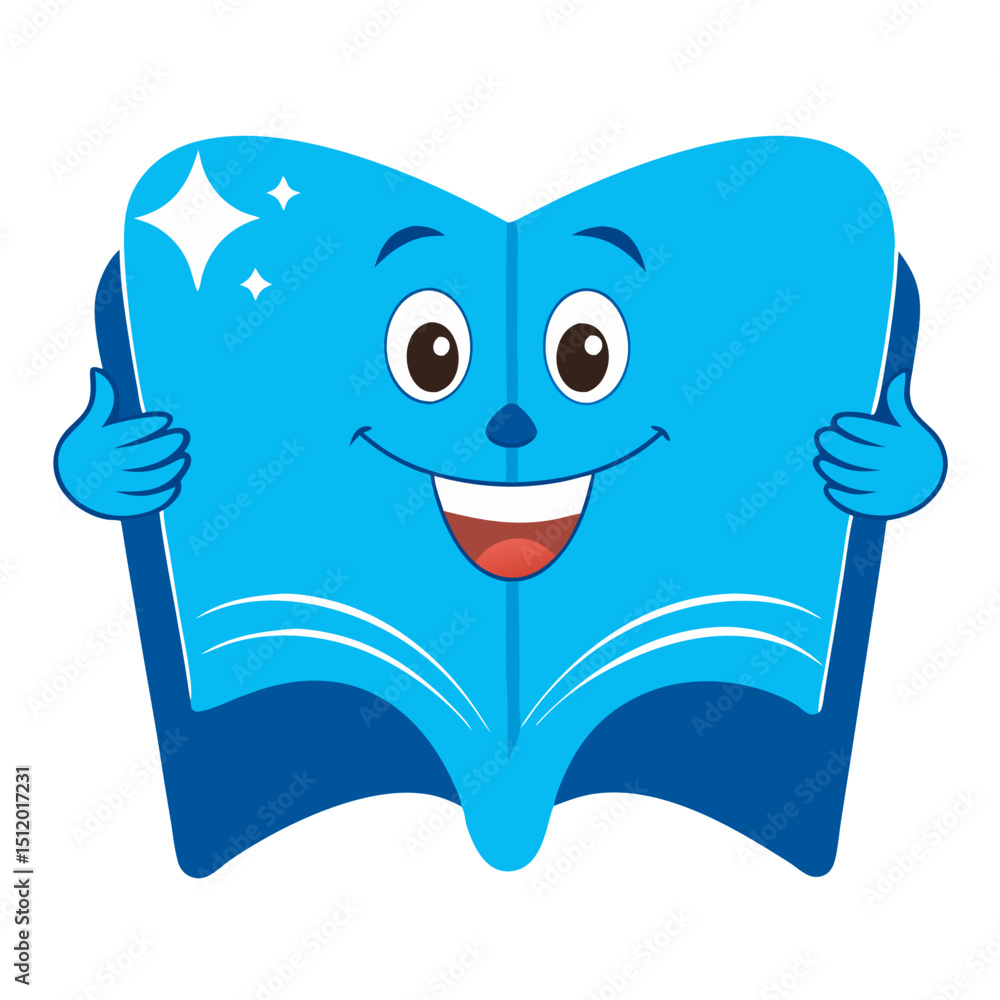 Naklejka premium Happy book character for dental education, with copy space