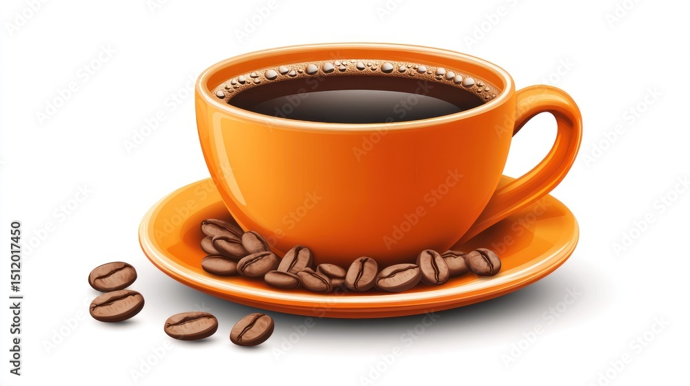 Fototapeta premium Aromatic Cup of Coffee: An Orange Delight