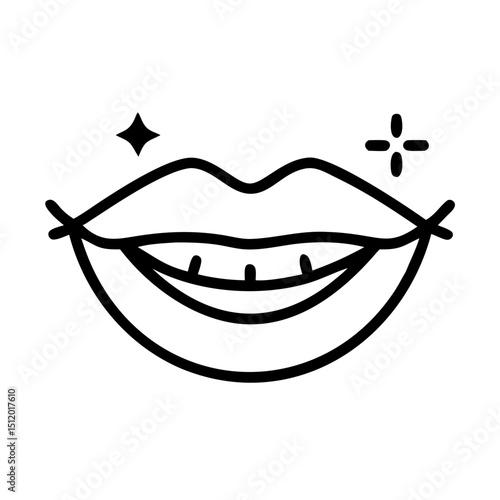 Smiling mouth icon with bright teeth, for dental websites