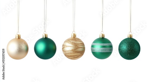 Elegant Christmas Ornament Collection: Green and Gold Festive Balls