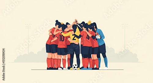Women Soccer Team Huddling Together for Team Spirit and Motivation