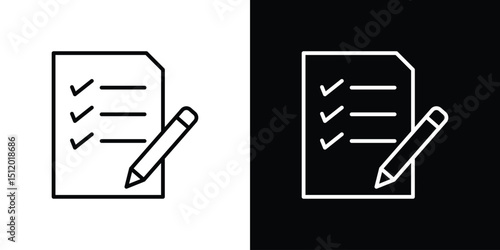 Exam icon. Simple element illustration. outline and flat symbol design