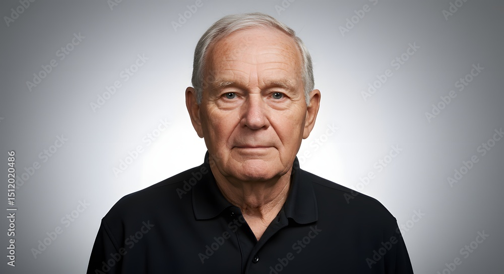 Portrait of Senior Man with Grey Hair on Grey Background Portrait of Senior Man with Grey Hair on Grey Background