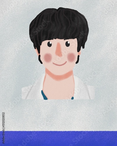 Hand drawn Boy ID card crayon cartoon illustration