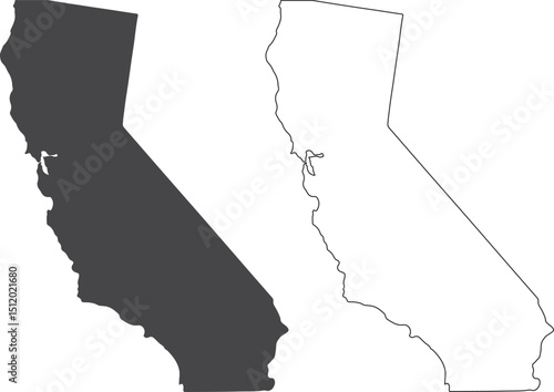 california map silhouette design vector art illustration isolated on transparent background.