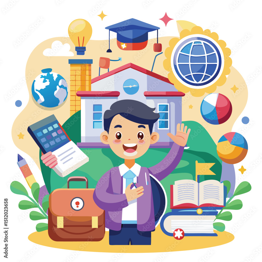 school-Online Education and Graduation Success Digital Classroom and Interactive Learning Illustration school-Online Education and Graduation Success Digital Classroom and Interactive Learning Illustration