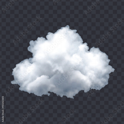 realistic  smooth white cloud in different style isolated on transparent background