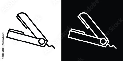 Hair straightener icon. Simple element illustration. outline and flat symbol design