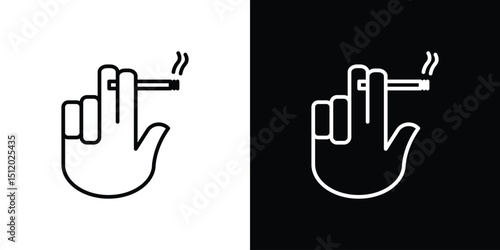 Hand holding cigarette icon. Simple element illustration. outline and flat symbol design