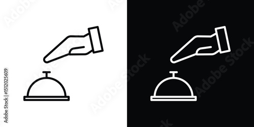 Hand touching service bell icon. Simple element illustration. outline and flat symbol design