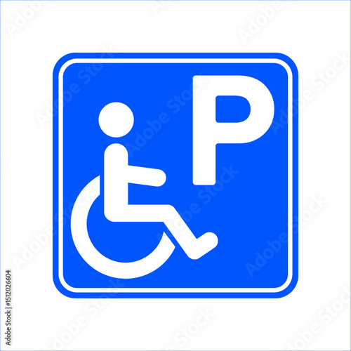 Disabled parking sign on white background. Reserved parking sign. "Handicap parking" traffic sign vector illustration.	