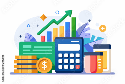 Futuristic graphics including upward arrows, a house icon, and percentage symbols represent credit score growth, mortgage rates,