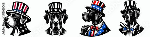 Great Dane Dog. 4th of July Independence Day American Flag Patriotism Usa America Clipart Vector Illustration. Giant canine breed info caring for this enormous pedigree companion.