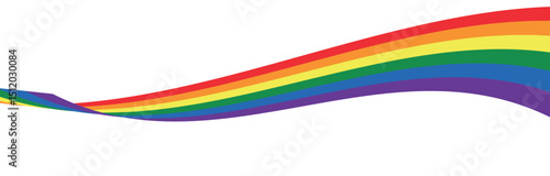 LGBT Pride month banner. Rainbow Flag wavy ribbon vector design element. LGBTQ Pride Month. Pride Rainbow Ribbon for Background or Banner Template. Gay, Lesbian, Bisexual and Transgender Community.