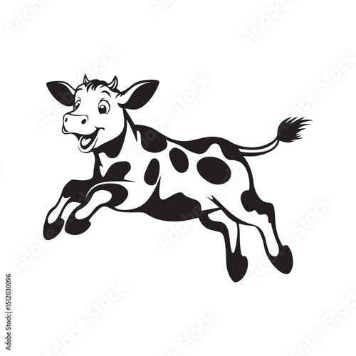 Vector sketch illustration of a joyful calf running freely, capturing the playful and lively spirit of young farm animals isolated on white background.