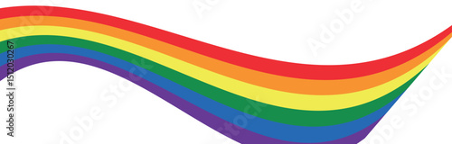 LGBT Pride month banner. Rainbow Flag wavy ribbon vector design element. LGBTQ Pride Month. Pride Rainbow Ribbon for Background or Banner Template. Gay, Lesbian, Bisexual and Transgender Community.