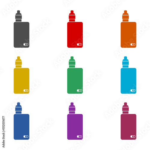 Vape mod device  icon isolated on white background. Set icons colorful