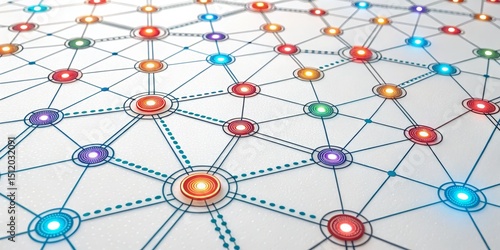 Abstract Network of Glowing Nodes and Lines, connections, data