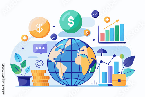 percentage symbols represent credit score growth, mortgage rates, and fintech solutions. Ideal for topics related to personal finance, debt management, home loans, and financial technology.
