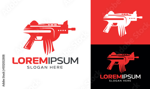 Letter R With Gun Logo Art & Illustration