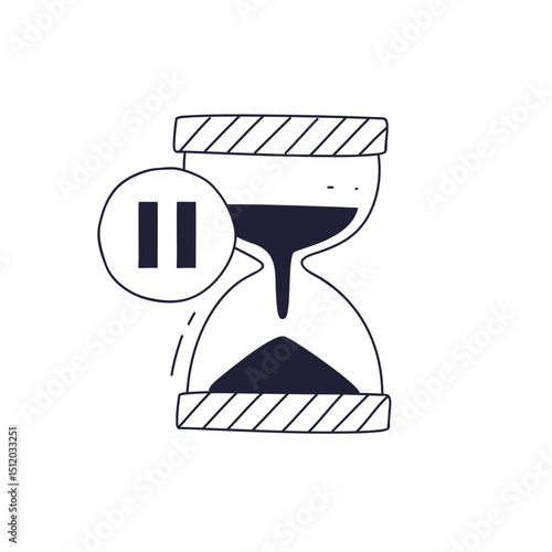An hourglass with a pause symbol, representing time management and taking breaks.