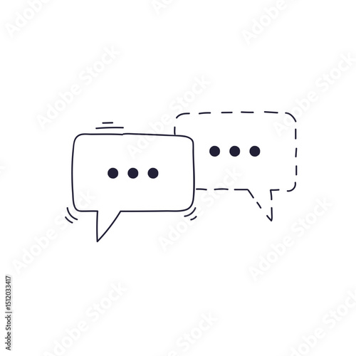 Two overlapping speech bubbles symbolize communication and dialogue.