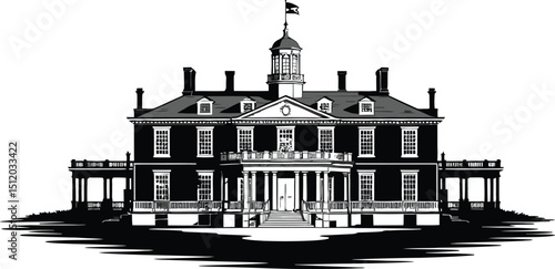 educational institution emblem, academic badge design, Mount Vernon school illustration